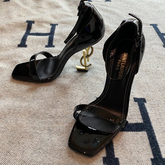 Saint Laurent Opyum Patent Leather Sandals Size 37 - Picture 1 of 4